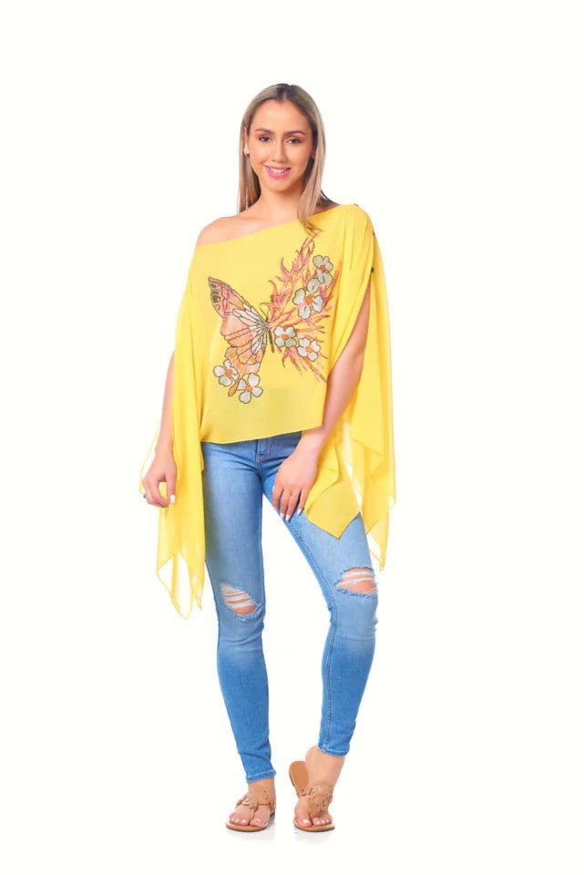 KOKOMO UNLIMITED RHINESTONE BUTTERFLY CHIFFON 7-WAY SCARF