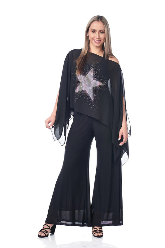 KOKOMO UNLIMITED RHINESTONE STAR CHIFFON 7-WAY SCARF