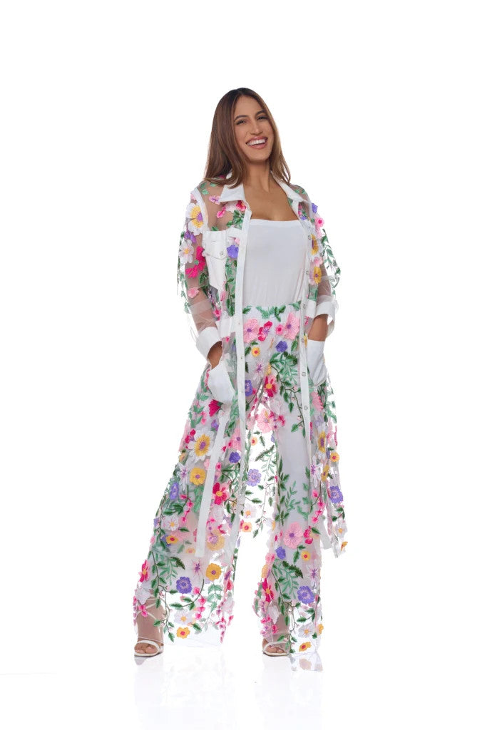 KOKOMO UNLIMITED 3D DIVINE FLORAL LONG DUSTER JACKET