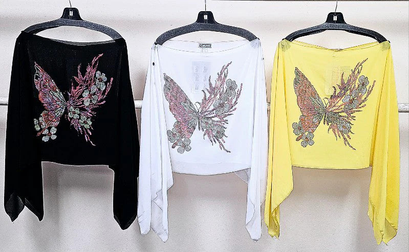 KOKOMO UNLIMITED RHINESTONE BUTTERFLY CHIFFON 7-WAY SCARF