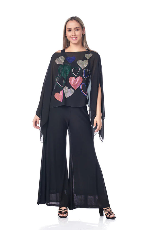 KOKOMO UNLIMITED RHINESTONE HEARTS CHIFFON 7-WAY SCARF