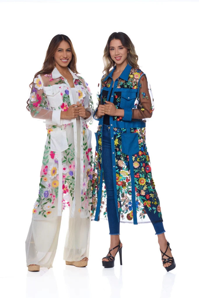 KOKOMO UNLIMITED 3D DIVINE FLORAL LONG DUSTER JACKET
