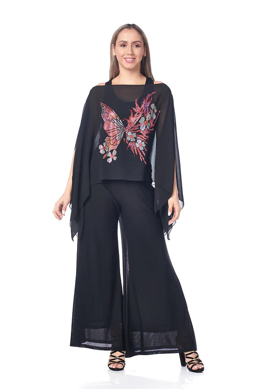 KOKOMO UNLIMITED RHINESTONE BUTTERFLY CHIFFON 7-WAY SCARF
