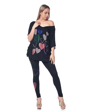 CONJUNTO DE 2 LEGGINGS DE ESTRELLAS DE DIAMANTES NEGRO