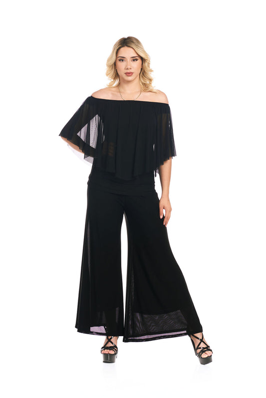 MESH SOLID PALAZZO PANT