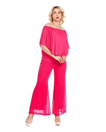 MESH SOLID PALAZZO PANT