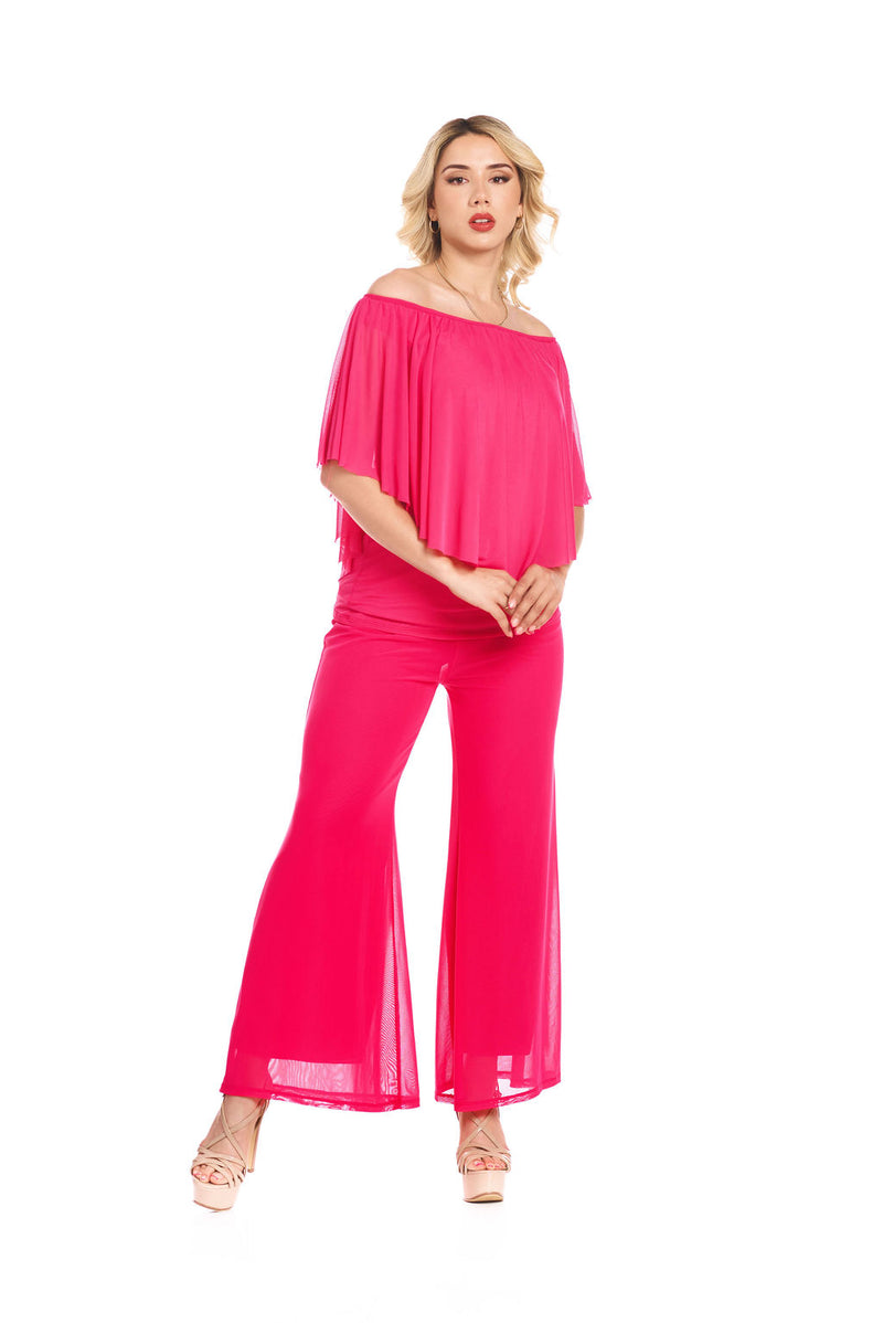 MESH SOLID PALAZZO PANT