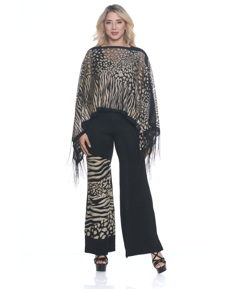 CONJUNTO DE 2 PIEZAS DE PANTALÓN Y BUFANDA DE 7 USOS CON COLLAGE DE ANIMALES