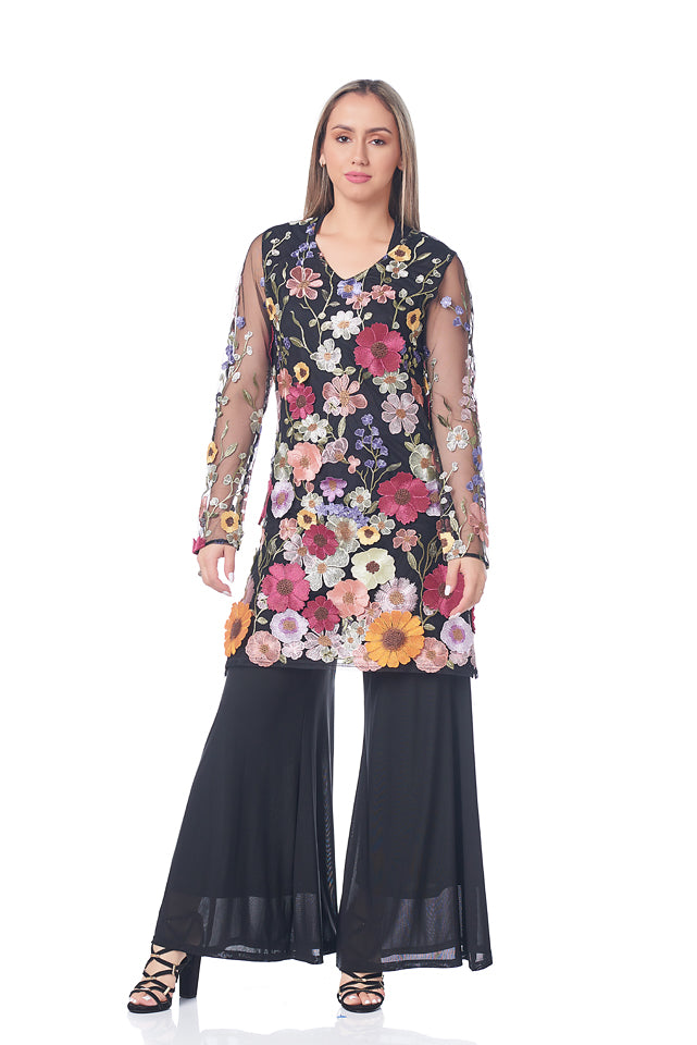 3D FLORAL DREAM LONG SLEEVE TUNIC TOP