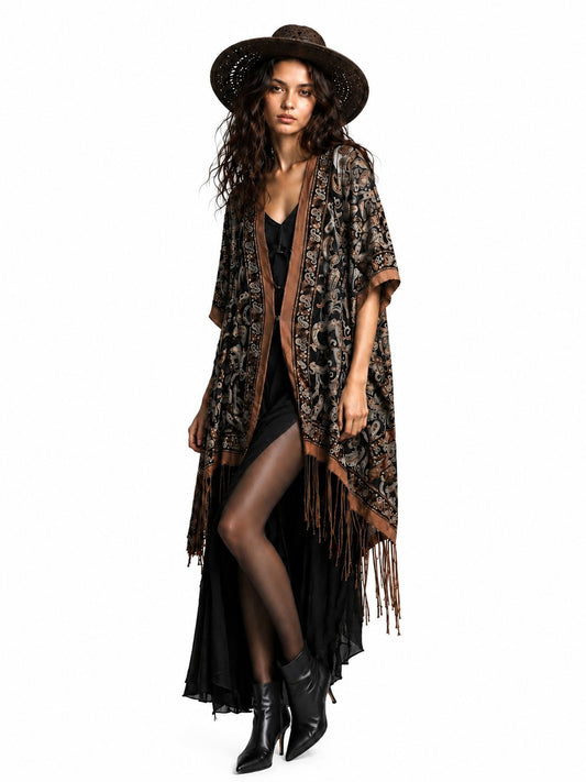 KOKOMO UNLIMITED PAISLEY 7-WAY SCARF-CHOCOLATE