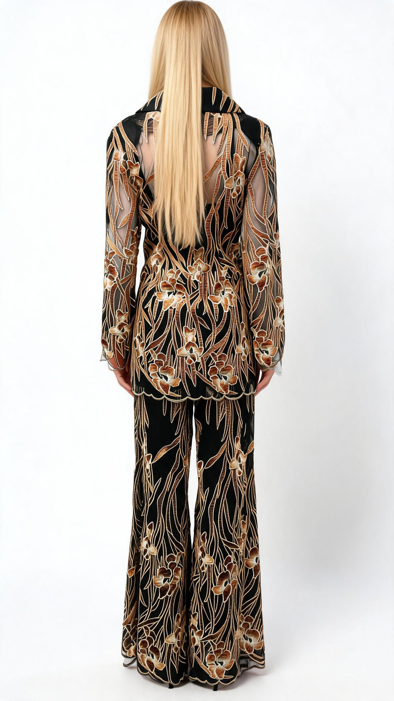 EMBROIDERED BAMBOO PALAZZO PANT