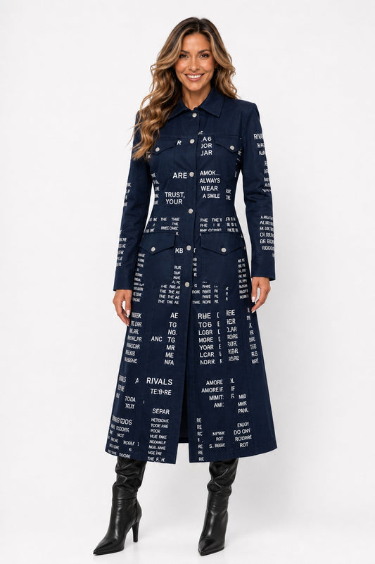 TRAVEL MAXI JACKET-DRESS DENIM BLUE