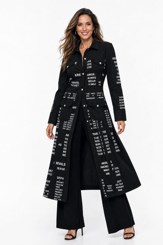 TRAVEL MAXI JACKET-DRESS DENIM BLACK