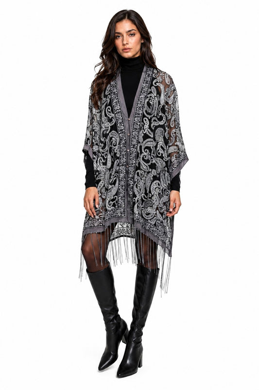 KOKOMO UNLIMITED PAISLEY 7-WAY SCARF-SILVER
