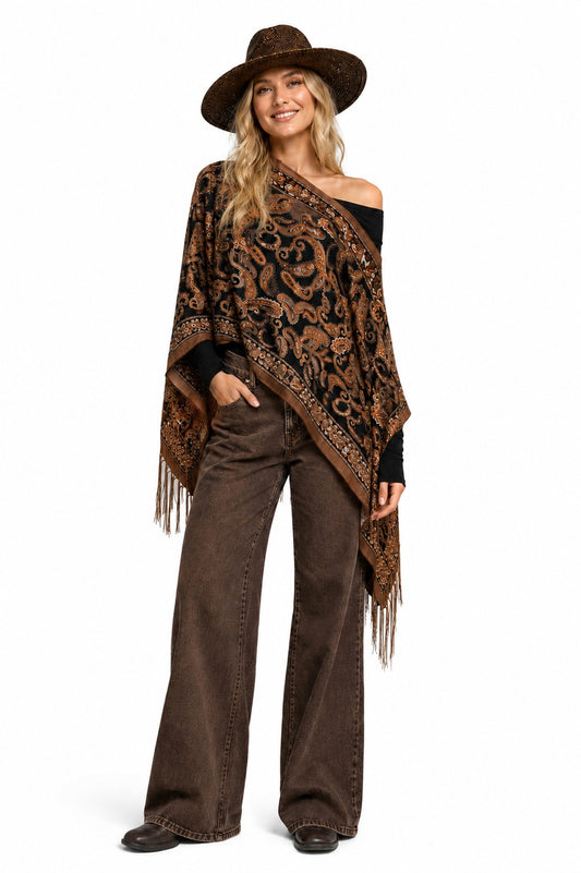 KOKOMO UNLIMITED PAISLEY 7-WAY SCARF-RUST