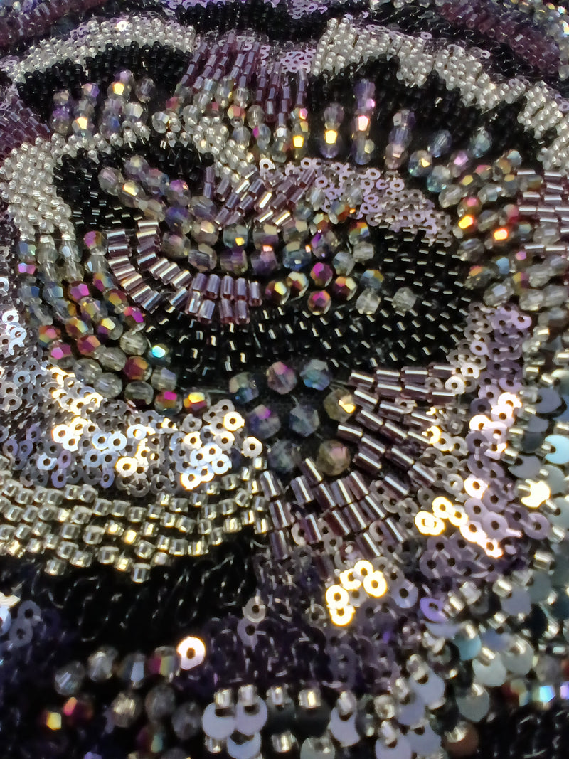 PALAZZO DENIM SEQUIN BEADED PANTS