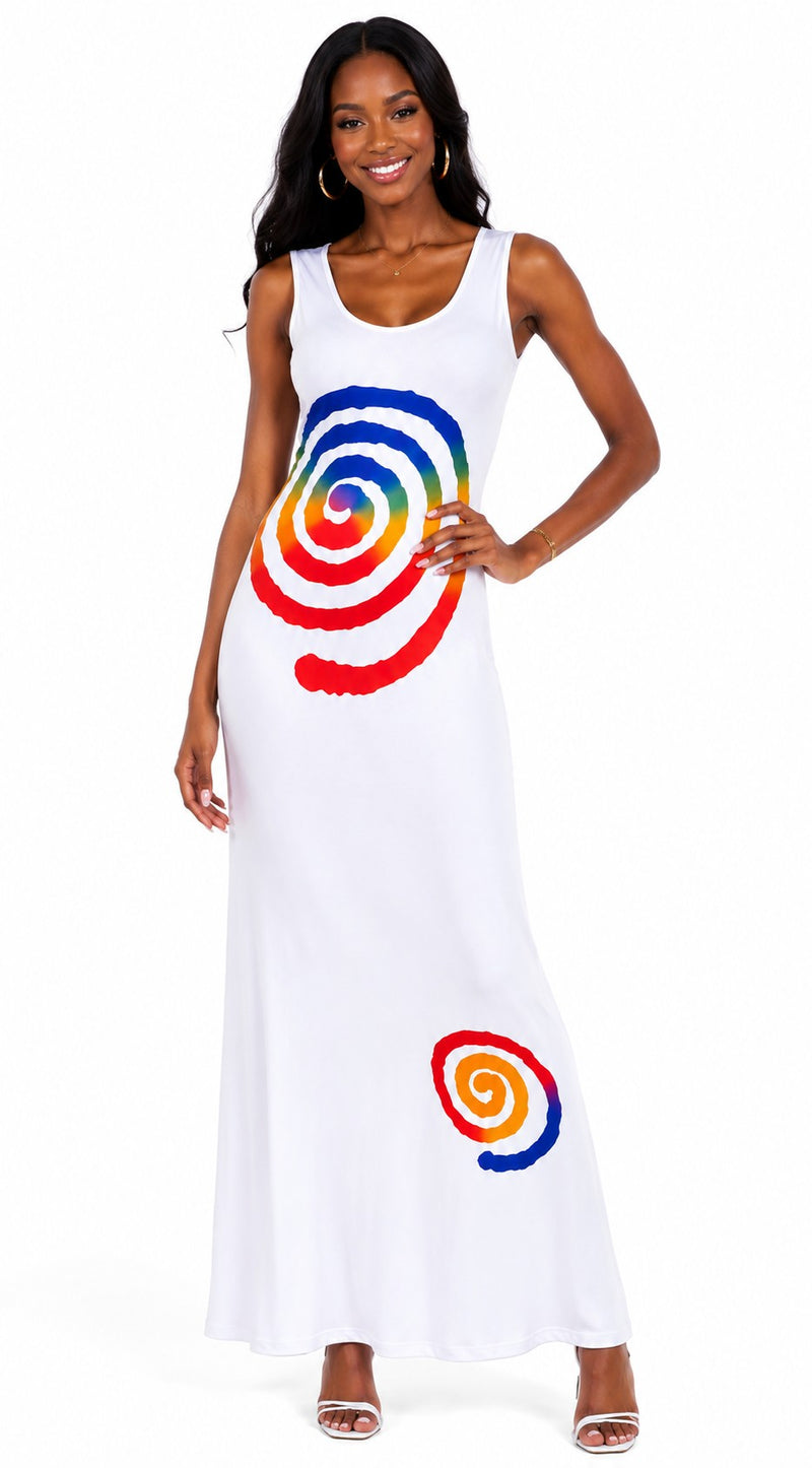 VESTIDO LARGO DE TIRANTES CON ESPIRAL MILTI