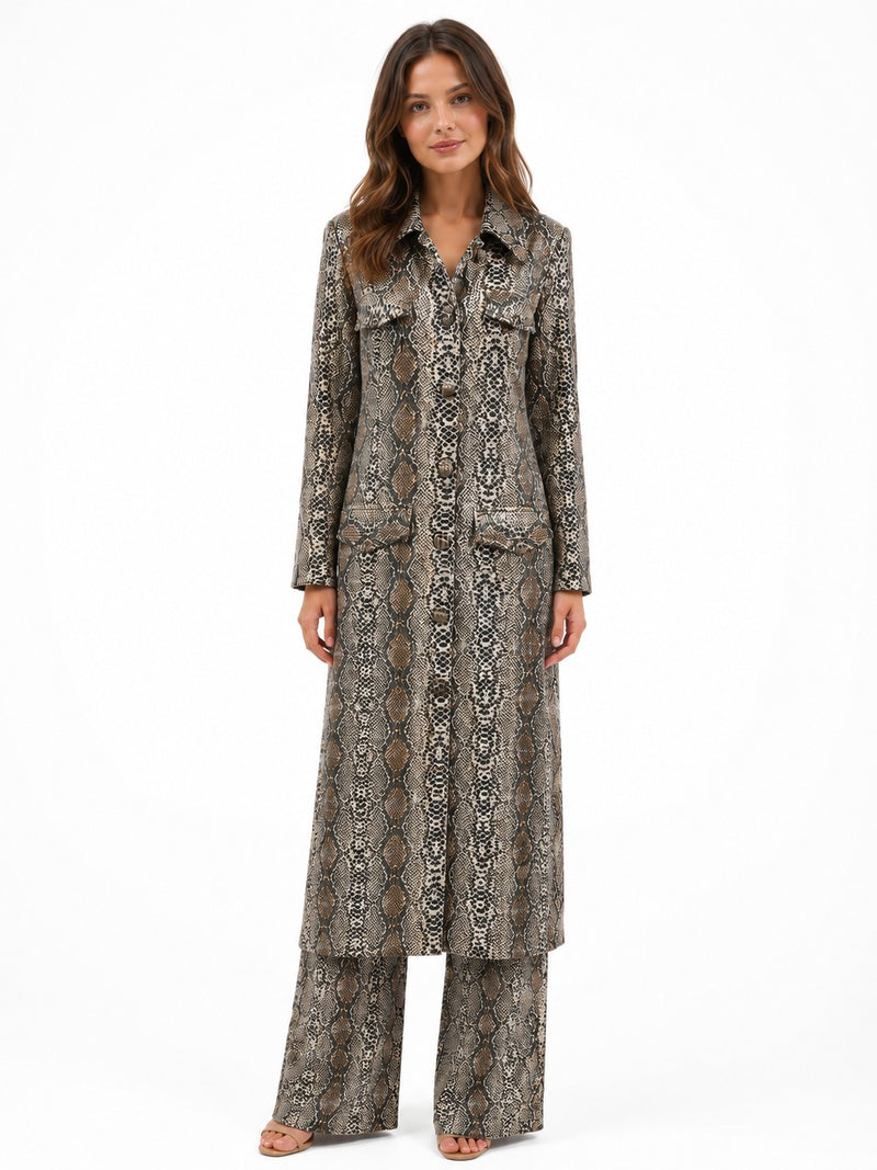 LONG SLEEVE SEQUIN-FOIL DUSTER JACKET