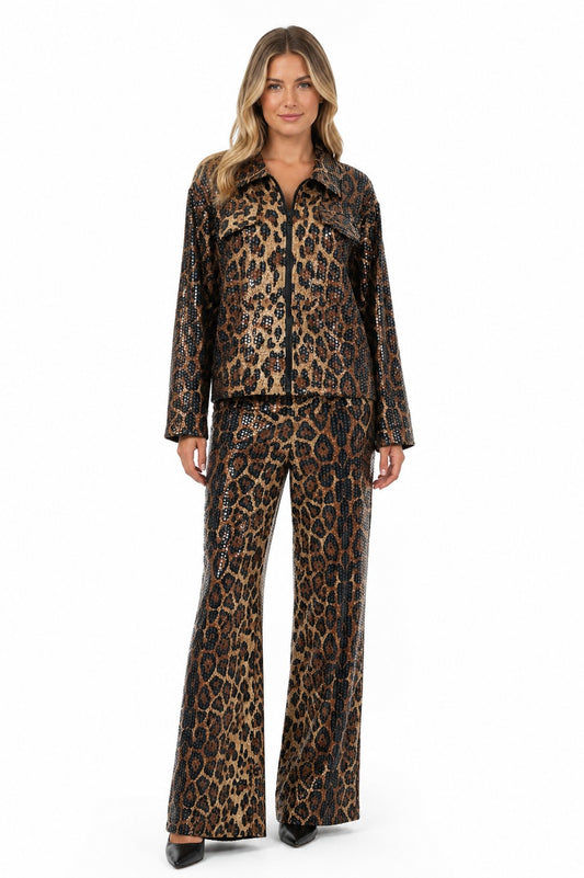 LONG SLEEVE SEQUIN-FOIL SHORT JACKET