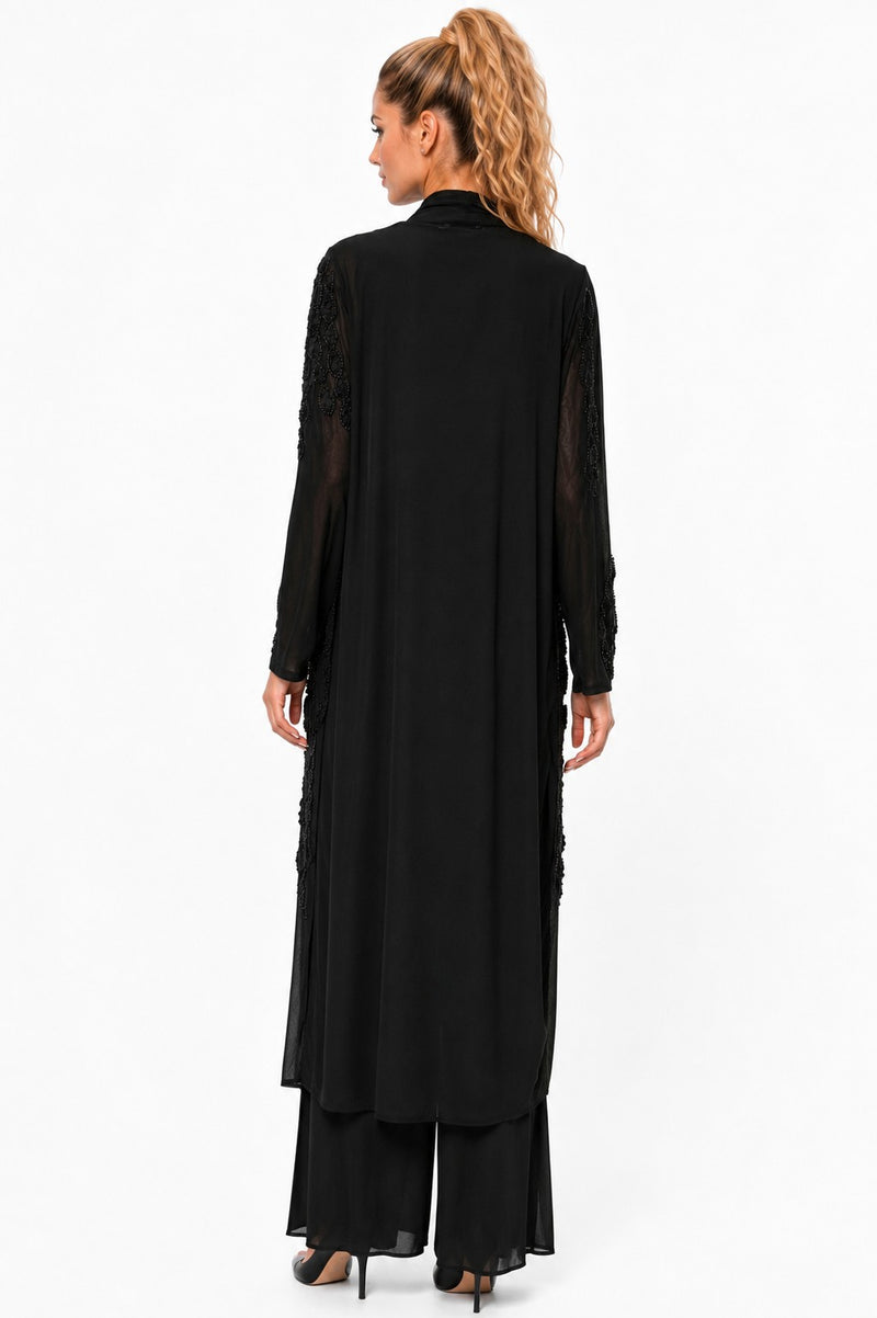 LONG SLEEVE MESH 3D FLORAL BEADED DUSTER JACKET