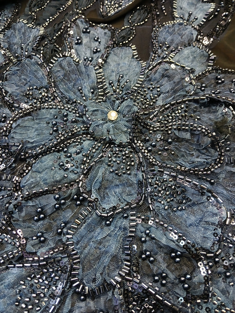 3D MESH FLORAL BEADED LACE DREAM PALAZZO PANTS