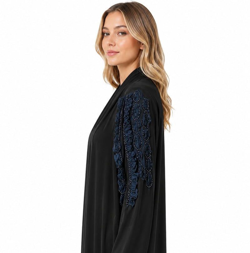 LONG SLEEVE MESH 3D FLORAL BEADED DUSTER JACKET