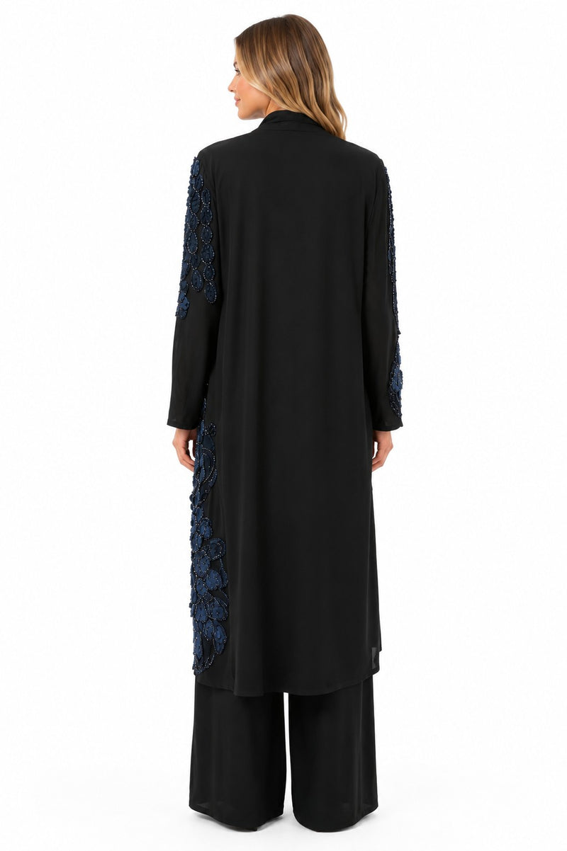 LONG SLEEVE MESH 3D FLORAL BEADED DUSTER JACKET
