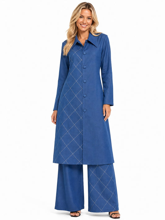 DENIM RHINESTONES DUSTER JACKET