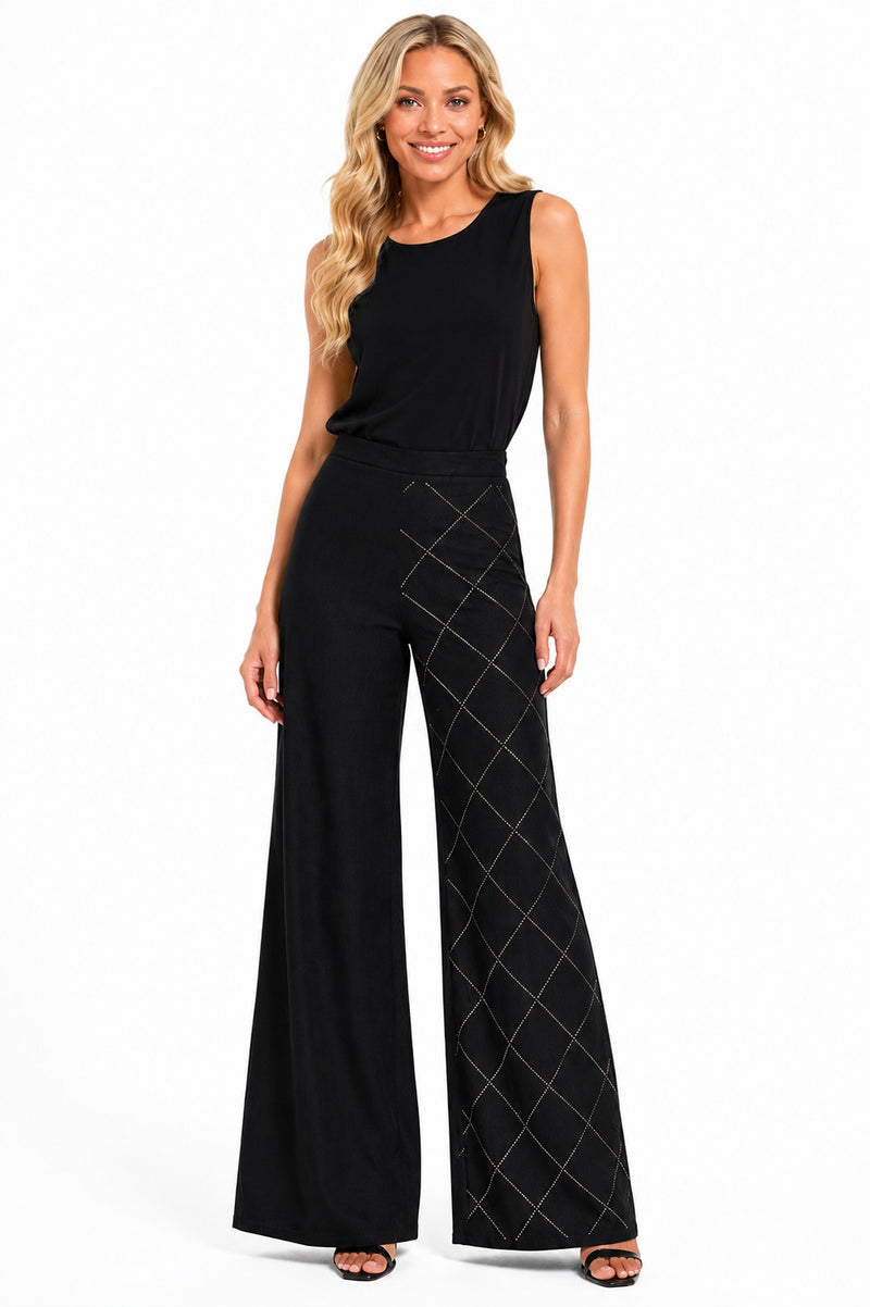 DENIM W/ RHINESTONES PALAZZO PANTS