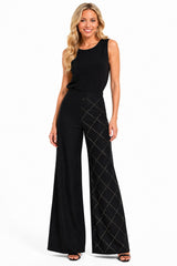 DENIM W/ RHINESTONE PALAZZO PANTS