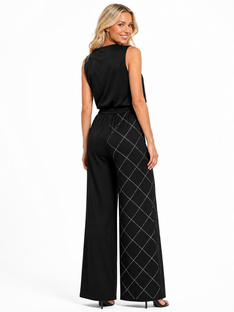 DENIM W/ RHINESTONES PALAZZO PANTS