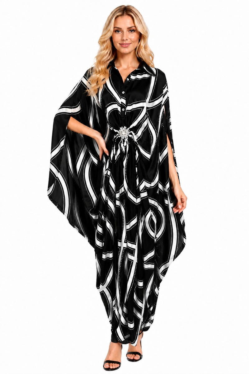 SYMMETRY JEWELED ONE/SIZE CAFTAN DRESS