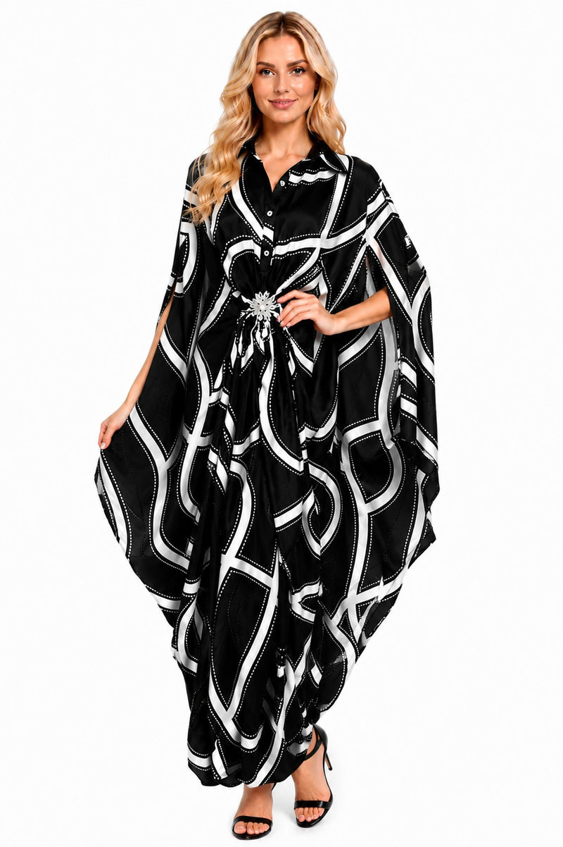 SYMMETRY JEWELED ONE/SIZE CAFTAN DRESS