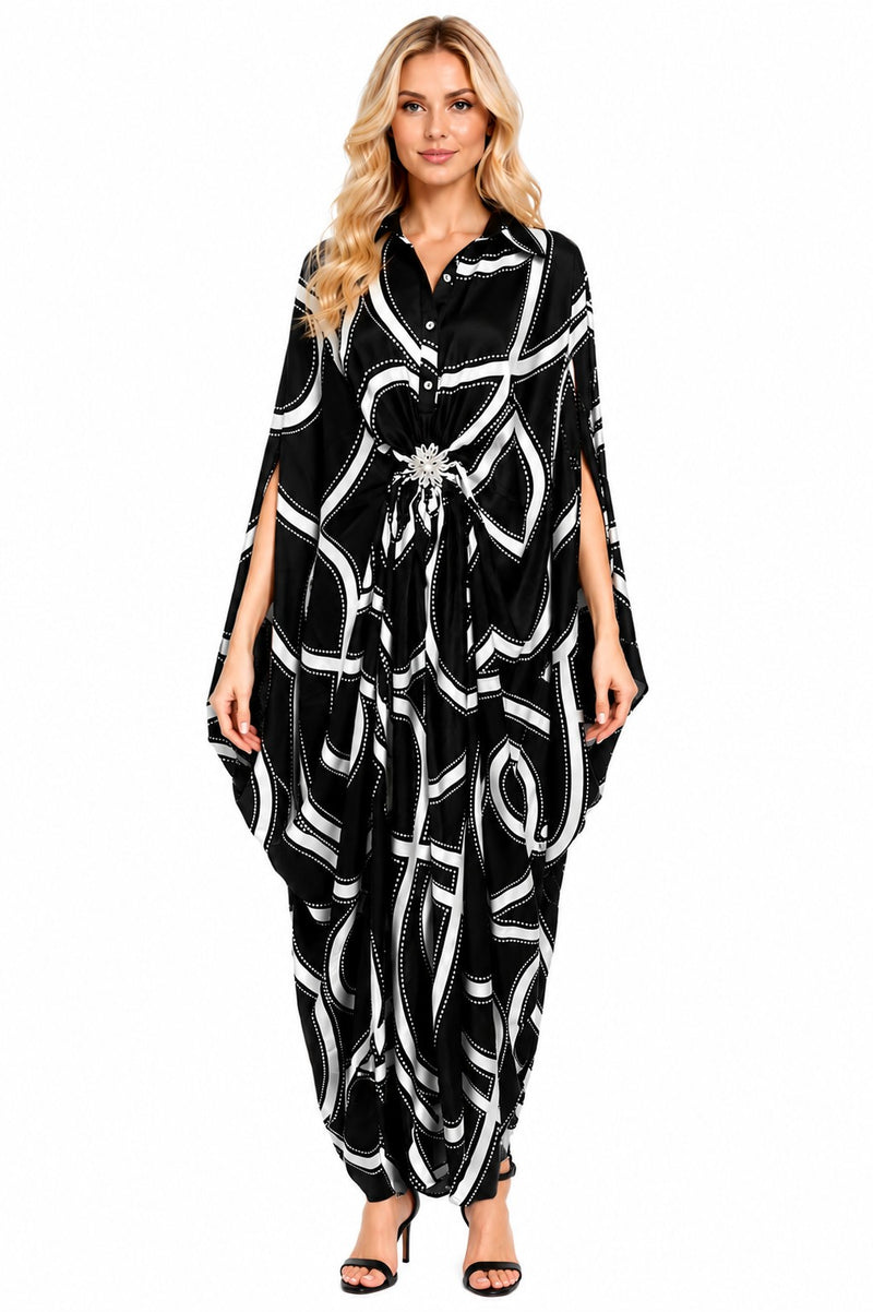 SYMMETRY JEWELED ONE/SIZE CAFTAN DRESS