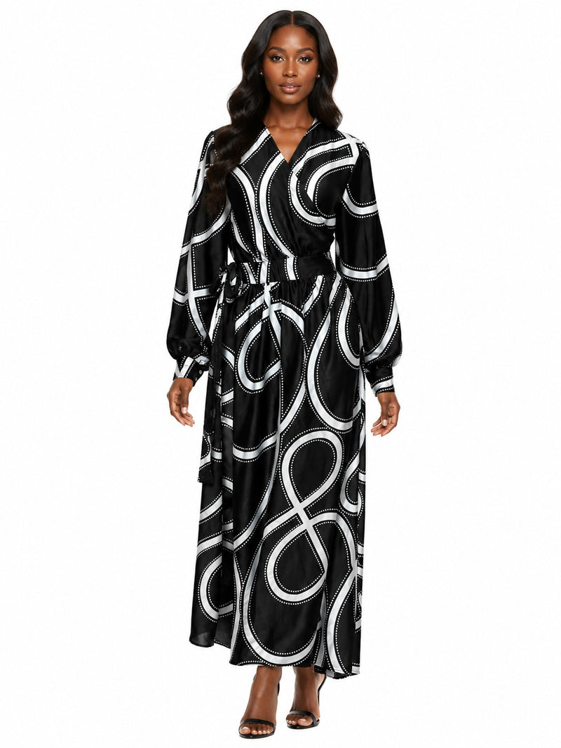 LONG SLEEVE WRAP MAXI DRESS