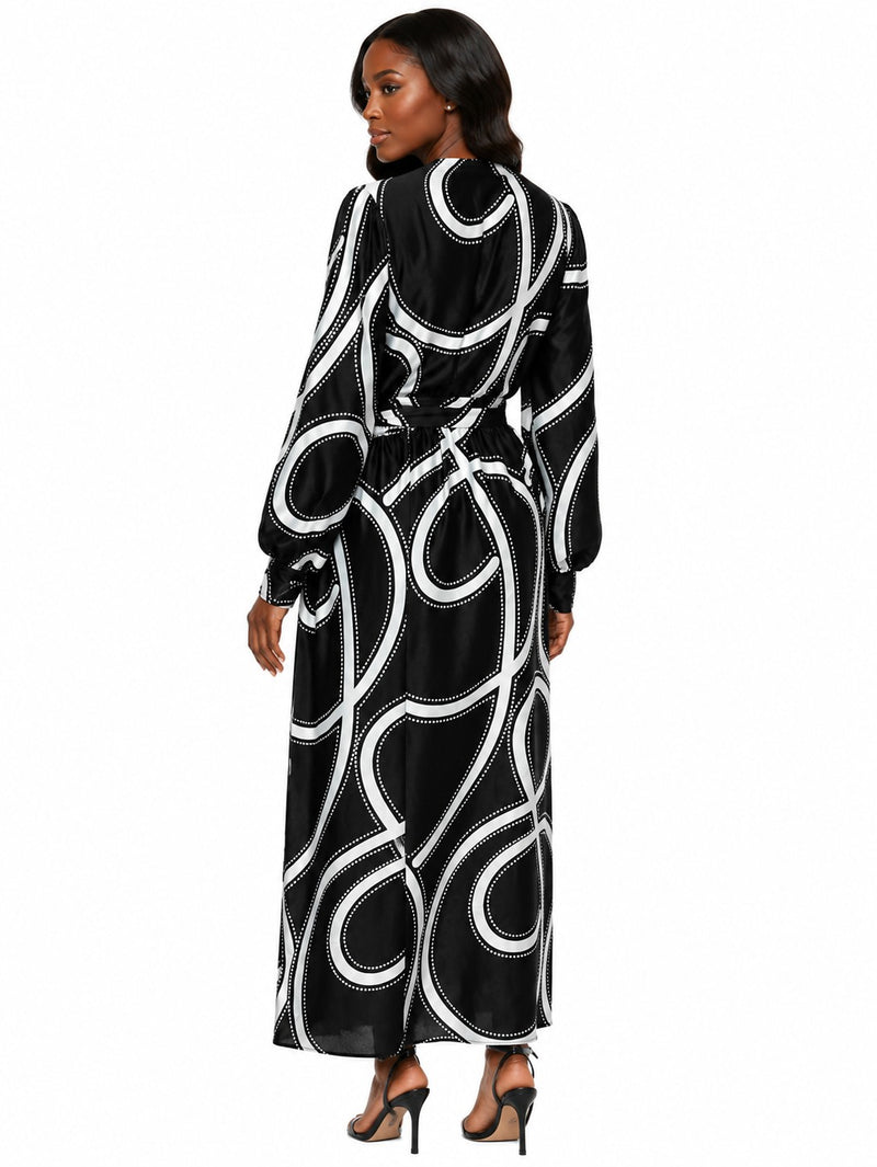 LONG SLEEVE WRAP MAXI DRESS