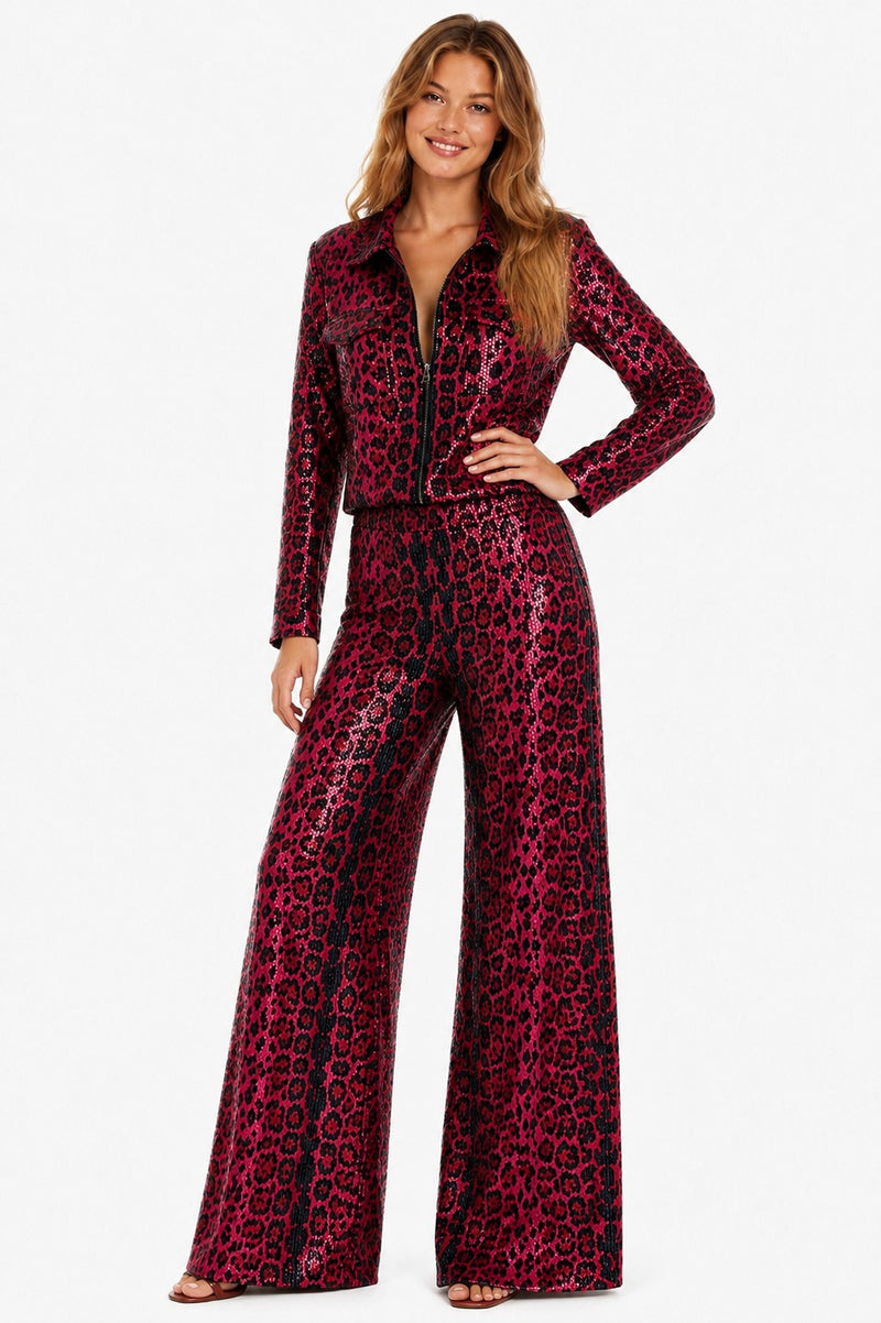 SEQUIN-FOIL PALAZZO PANTS